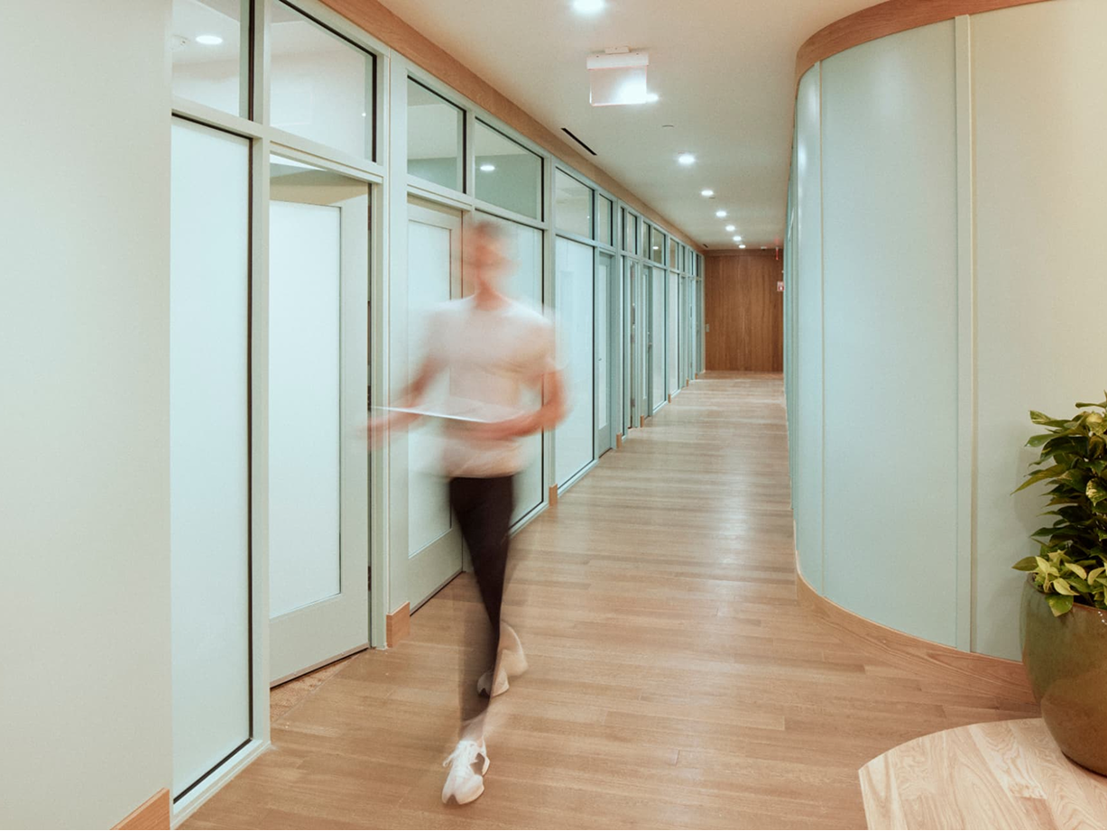 Sunlit medical corridor inside the Love.Life clinic